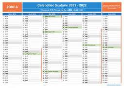 Calendrier scolaire 2021-2022 avec jours fériés - Zone A à imprimer - 2nd semestre