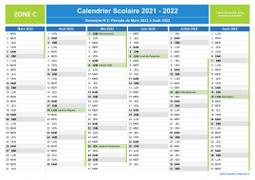 Calendrier scolaire 2021-2022 avec jours fériés - Zone C à imprimer - 2nd semestre