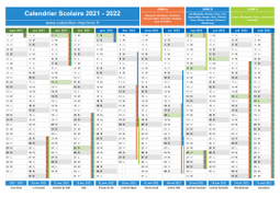 Calendrier scolaire 2021-2022 avec jours fériés - Zones A-B-C à imprimer