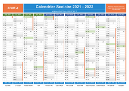 Calendrier scolaire 2021-2022 avec jours fériés et numéros de semaine - Zone A