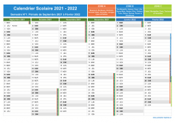 Calendrier scolaire 2021-2022 à imprimer - 1er et 2nd semestre