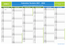 Calendrier scolaire 2021-2022 - Zone C à imprimer - 1er semestre