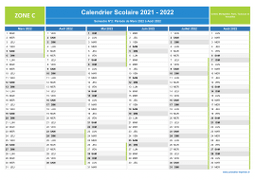 Calendrier scolaire 2021-2022 - Zone C à imprimer - 2nd semestre