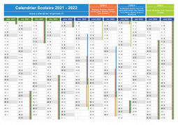 Calendrier scolaire 2021-2022 - Zones A-B-C à télécharger gratuit et imprimer