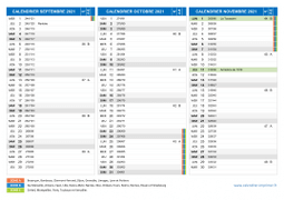 Calendrier scolaire pour Septembre à Novembre 2021 paysage 2