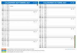 Calendrier scolaire pour Septembre et Octobre 2021 paysage 2