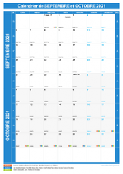 Calendrier scolaire pour Septembre et Octobre 2021 portrait 1