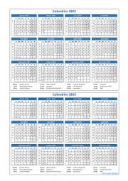 Calendrier Janvier 2022 à Décembre 2023 Vertical Modèle 01