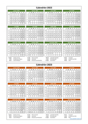 Calendrier Janvier 2022 à Décembre 2023 Vertical Modèle 02