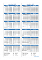 Calendrier Janvier 2022 à Décembre 2023 Vertical Modèle 03