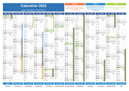 Calendrier 2022 avec vacances, jours fériés et semaine A-B