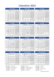 Calendrier Annuel 2022 Vacances Vertical