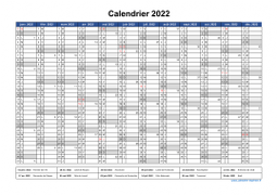 Calendrier Annuel 2022 Vierge
