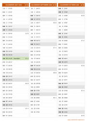 Calendrier pour les mois de Août à Octobre 2022 portrait 2