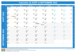 Calendrier scolaire pour Août et Septembre 2022 paysage 1
