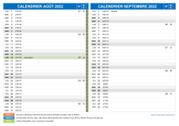 Calendrier scolaire pour Août et Septembre 2022 paysage 2