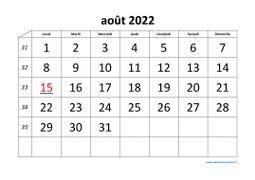 calendrier août 2022
