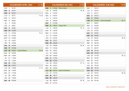 Calendrier pour les mois de Avril à Juin 2022 paysage 2