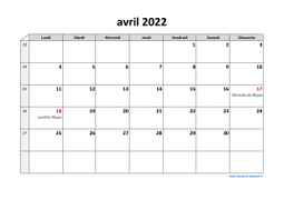 Calendrier avril 2022 modele 03