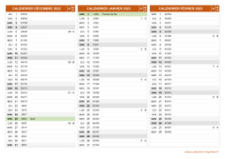 Calendrier pour les mois de Décembre 2022 à Février 2023 paysage 2