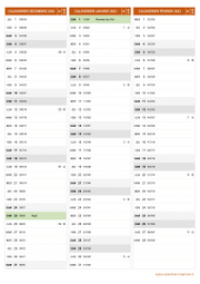Calendrier pour les mois de Décembre 2022 à Février 2023 portrait 2
