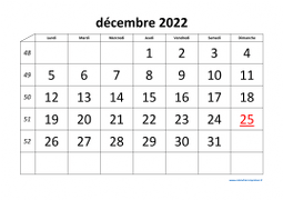 calendrier décembre 2022