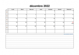 Calendrier décembre 2022 modele 07