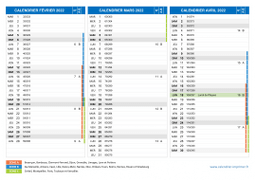 Calendrier scolaire pour Février à Avril 2022 paysage 2
