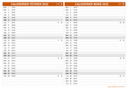 Calendrier pour les mois de Février et Mars 2022 paysage 2