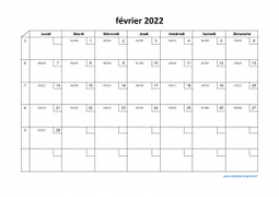 Calendrier février 2022 modele 02