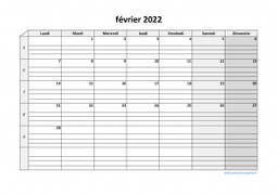 Calendrier février 2022 modele 05