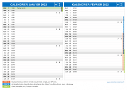 Calendrier scolaire pour Janvier et Février 2022 paysage 2