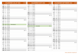 Calendrier pour les mois de Juillet à Septembre 2022 paysage 2