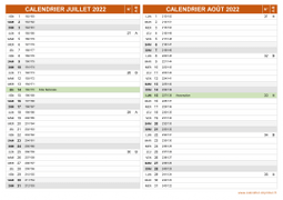 Calendrier pour les mois de Juillet et Août 2022 paysage 2