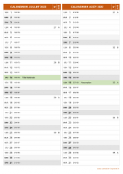 Calendrier pour les mois de Juillet et Août 2022 portrait 2
