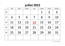 calendrier juillet 2022