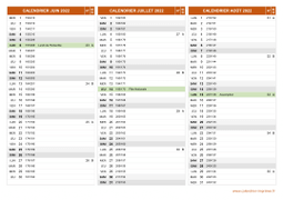 Calendrier pour les mois de Juin à Août 2022 paysage 2