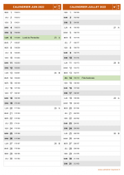 Calendrier pour les mois de Juin et Juillet 2022 portrait 2