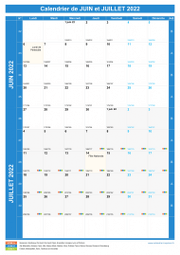 Calendrier scolaire pour Juin et Juillet 2022 portrait 1