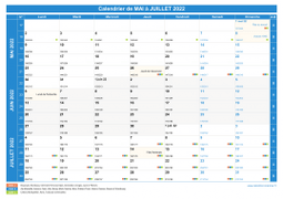 Calendrier scolaire pour Mai à Juillet 2022 paysage 1