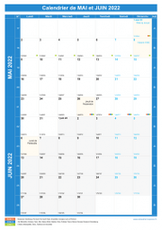 Calendrier scolaire pour Mai et Juin 2022 portrait 1