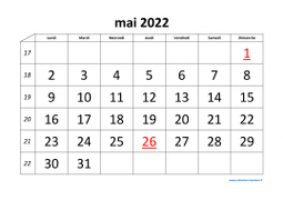 calendrier mai 2022