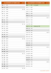 Calendrier pour les mois de Octobre et Novembre 2022 portrait 2