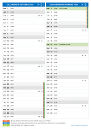 Calendrier scolaire pour Octobre et Novembre 2022 portrait 2