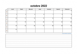 Calendrier octobre 2022 modele 07