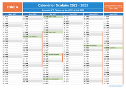 Calendrier scolaire 2022-2023 avec jours fériés - Zone A à imprimer - 2nd semestre