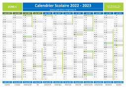 Calendrier scolaire 2022-2023 avec jours fériés - Zone C à imprimer