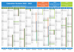 Calendrier scolaire 2022-2023 avec jours fériés - Zones A-B-C à imprimer