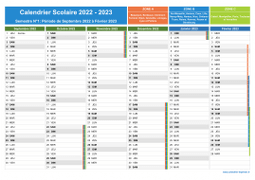 Calendrier scolaire 2022-2023 - Zones A-B-C à imprimer - 1er semestre