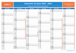 Calendrier scolaire 2022-2023 - Zone A à imprimer - 2nd semestre